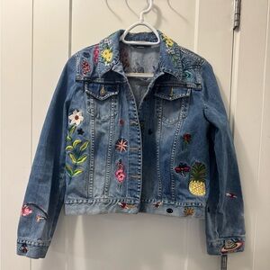 GUCCI Embroidered Denim Jacket with Colorful Patches